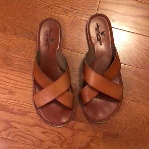 American Eagle cross strap sandals